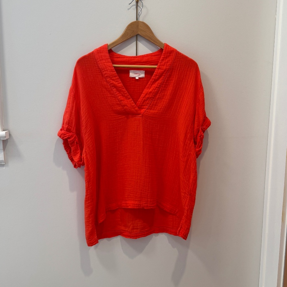 Xirena Avery V-Neck in Red Orange | Size Small